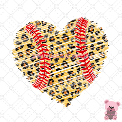 mother day softball leopard heart shape png, sport png, game day png,sports ball png