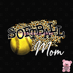 softball mom leopard print clipart png, sport png, game day png,sports ball png