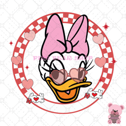 valentine day daisy duck head heart glasses svg, disney svg, disney mickey svg, digital download