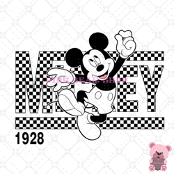checkered mickey mouse est 1928 silhouette svg, disney svg, disney mickey svg, digital download