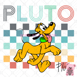 checkered pluto dog disney signature svg, disney svg, disney mickey svg, digital download