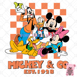 mickey friends company est 1928 checkered svg, disney svg, disney mickey svg, digital download