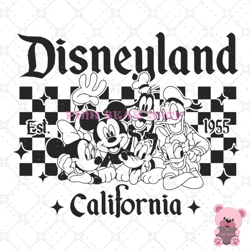 disneyland california est 1955 checkered svg, disney svg, disney mickey svg, digital download
