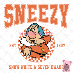 sneezy disney snow white and 7 dwarfs est 1937 svg, disney svg, disney mickey svg, digital download