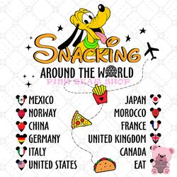 pluto dog snack tour around the world png, disney png, disney mickey png, digital download