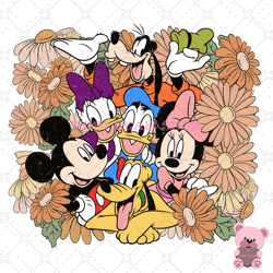 disney floral kingdom mickey friends png, disney png, disney mickey png, digital download