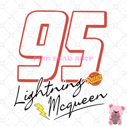 cars lightning mcqueen thunder 95 logo png, disney png, disney mickey png, digital download