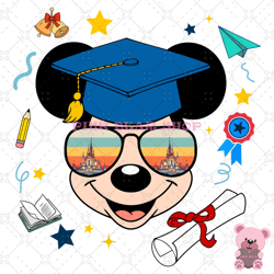 disney kingdom mickey mouse graduation png, disney png, disney mickey png, digital download