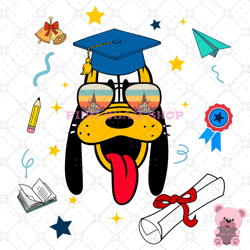 disney kingdom pluto dog graduation png, disney png, disney mickey png, digital download
