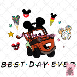mickey ears cars mater best day ever png, disney png, disney mickey png, digital download