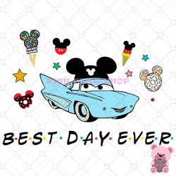 mickey ears cars flo best day ever png, disney png, disney mickey png, digital download
