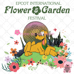 pluto dog epcot ball flower and garden festival png, disney png, disney mickey png, digital download