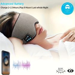 wireless sleep mask, sleep headphones, adjustable&washable music travel sleeping headset with built-in speakers