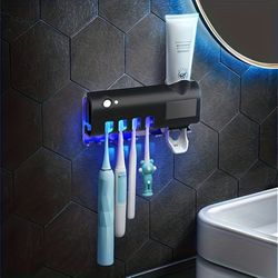 1pc smart toothbrush sanitizer, free punching wall mounted toothbrush holder, automatic squeeze toothpaste device