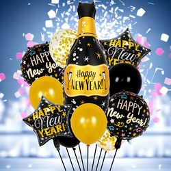 11pcs happy new year foil balloon set - 2024 new year party decoration -  celebration decor - photo prop decor