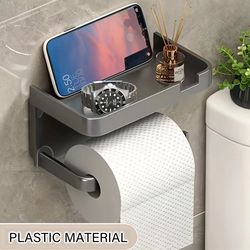 toilet paper holder with phone shelf - mobile phone holder