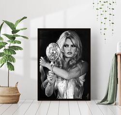 brigitte bardot bathtub poster black and white retro vintage classic iconic fashion photography canvas framed printed wa