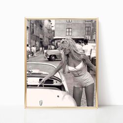 brigitte bardot brushing teeth poster black and white retro vintage classic iconic fashion photography canvas framed pri