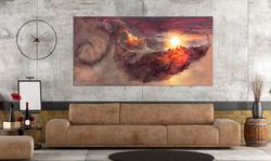 dragon print dragon fire canvas wall art fantasy art dragon painting print modern large canvas art fantasy living room d