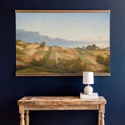 scenic landscape vintage art tapestry  large vintage art print  scenic hanging canvas landscape  extra large modern canv