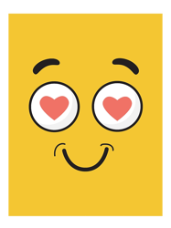 funny emoji smiley face hearts on eyes emoji graphic