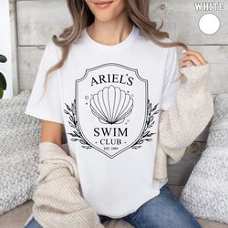 ariels swim club est 1989 shirt, little mermaid shirt, disney princess shirt, disney princess crewneck, princess christm