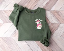 Bougie Pocket Size Sweatshirt, Bougie Snowman Shirt, Little Snowman Sweatshirt, Christmas Sweatshirt, Christmas Snowman