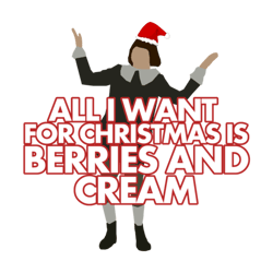 little lad  all i want for christmas is berries and cream  with santa hat