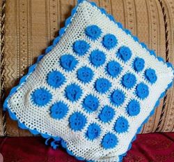 crochet handmade kishan five pieces white and blue color