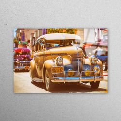 mural art, glass wall art, wall decoration, classic car glass wall art, car glass art, car photo glass printing, retro w