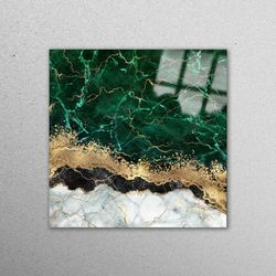 mural art, glass, glass wall decor, gold marble glass wall art, luxury marble glass wall art, green gold marble wall dec