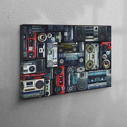 boombox wall decor, music wall decor, boombox art, retro audio cassette canvas art, personalized gift, canvas, living ro