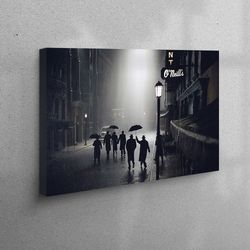 oil painting effect illustration glowing butterfly night city landscape roll up canvas, stretched canvas art, framed wal