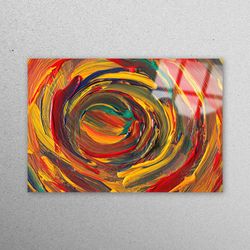 glass printing, wall decoration, glass wall decor, red and yellow painting, acrylc wall decor, oil painting print, color