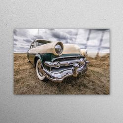 glass wall art, mural art, wall decor, old car tempered glass, classic car glass art, chevrolet coupe wall art,