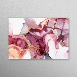 glass wall art, tempered glass, glass art, pink marble painting, contemporary wall art, abstract tempered glass, marble