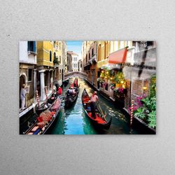 glass wall art, tempered glass, mural art, venice landscape glass, city glass, venice glass decor, venice travel tempere