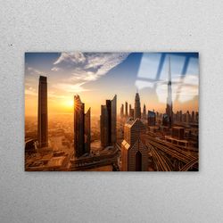 glass wall decor, mural art, glass, sky landscape wall decor, sunset landscape wall decor, dubai landscape glass, landsc