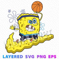 nike basketball spongebob art - fun athletic character playing sports | layered svg, png, eps for creative & fun project