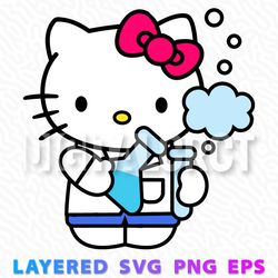 cute hello kitty scientist image - layered svg png eps for diy crafts