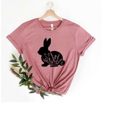 floral rabbit shirt, bunny shirt, easter shirt, nature
