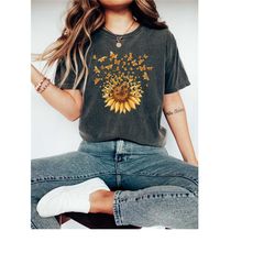 sunflower butterfly shirt, butterfly tee, mothers day gift