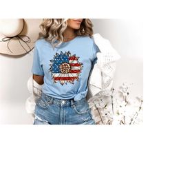 america sunflower shirt, sunflower flag gift shirt,leopard sunflower