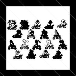 mario kart side car decal svg pack, game svg, gaming svg, gamer svg,