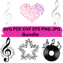 musical notes svg bundle 200 - svg, png, dxf files for print and cricut