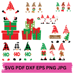 christmas gnome bundle svg for cut file,christmas doodle,hand drawn,cartoon,svg,dxf,png,eps,for cricut silhouette,christ