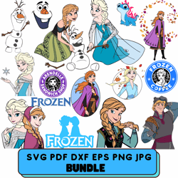 frozen svg bundle, frozen svg files for cricut, frozen clipart, princess svg, olaf svg, elsa svg, anna svg frozen svg