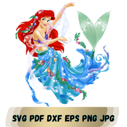 little mermaid svg bundle, ariel clipart, little mermaid png, princess png, svg, png, dxf, eps