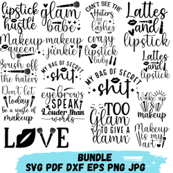 makeup quotes svg bundle, fashion svg, beauty quotes svg, mascara svg, cosmetic silhouette, makeup svg, lashes svg