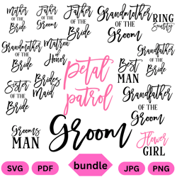 bridal party svg bundle, bachelorette shirt svg, wedding svg, bridesmaid svg gift, maid of honor svg, bride shirt svg